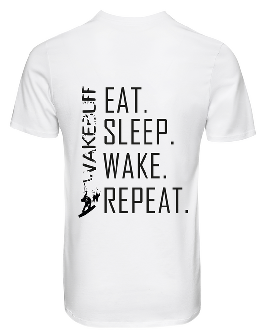 White Tee. EAT.SLEEP.WAKE.REPEAT.