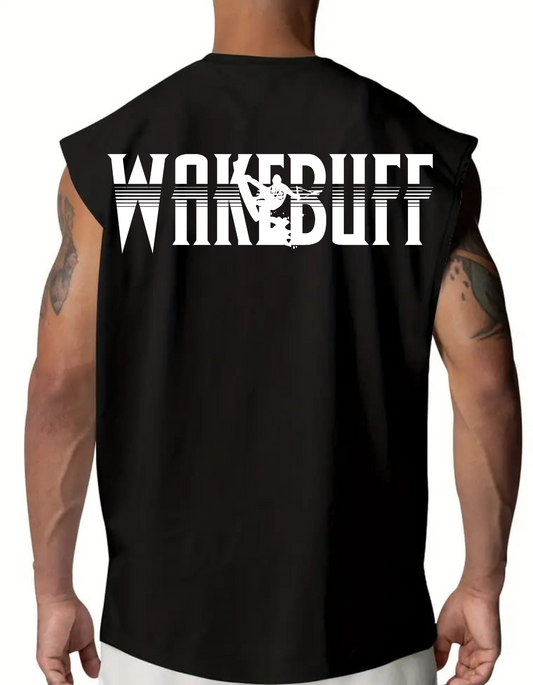 SLEEVELESS T-SHIRT. WAKEBUFF STRIPE.